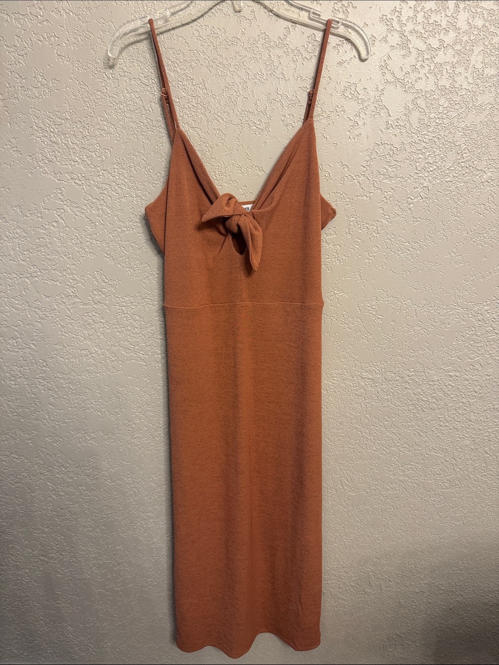HYFVE Rust Tie-Front Midi bodycon Dress